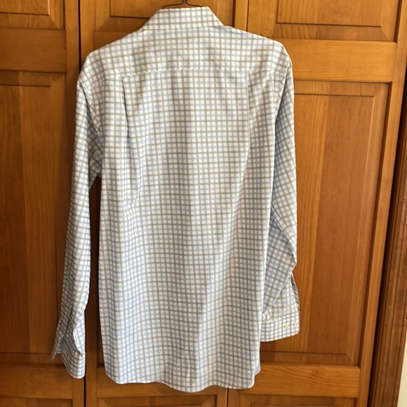 Pronto Uomo Men’s Blue and Grey Window Pane Dress Shirt - Picture 3 of 4